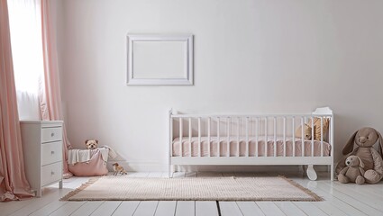 Aesthetic Neutral-Tone Kids&rsquo; Room Mockup for Artwork Display