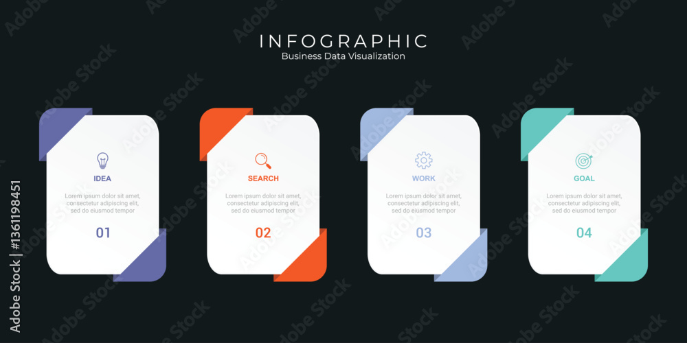 Aufkleber vector infographic label design template with icons and 4 options or steps. can be used for process 