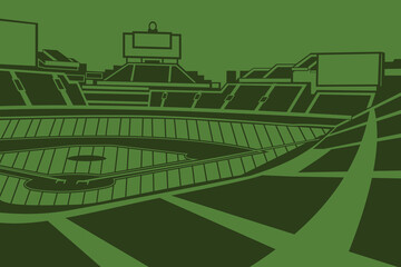 Baseball Arena Field Stadium Outline Silhouette  Vector
