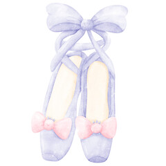 Ballet slippers with bow watercolor hand draw © Saltyarts design
