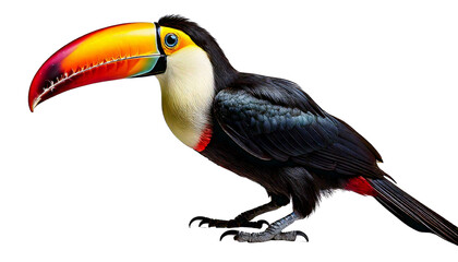 Naklejka premium Full length sideview of toucan isolated on transparent white background