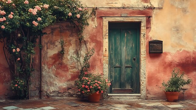 Fototapeta Italian vintage village house 