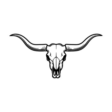 Cow Skull Silhouette with Long Horns