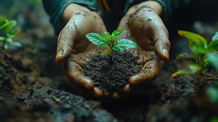 A person planting a seed symbolizes the beginning of growth and nurturing this captures the essence of connection with nature and hope for a sustainable future