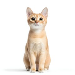 Singapura Cat in Alert Stance with Seamless White Background for Branding and Advertising