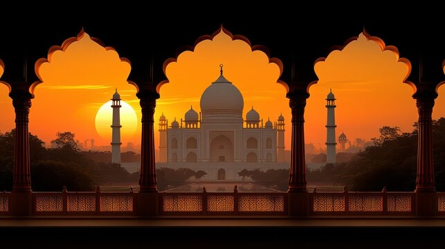 Taj Mahal Sunrise: A Majestic Indian View