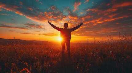 A person raising their hands in prayer, seeking a spiritual connection to the sky