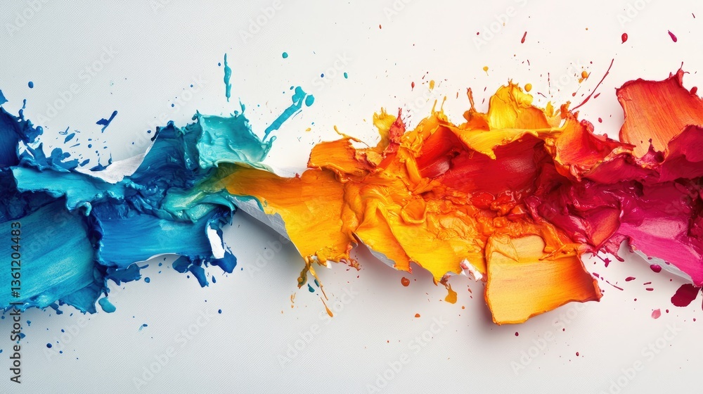 Aufkleber a creative tear in paper, exposing an explosion of vibrant abstract paint colors, offering a dynamic