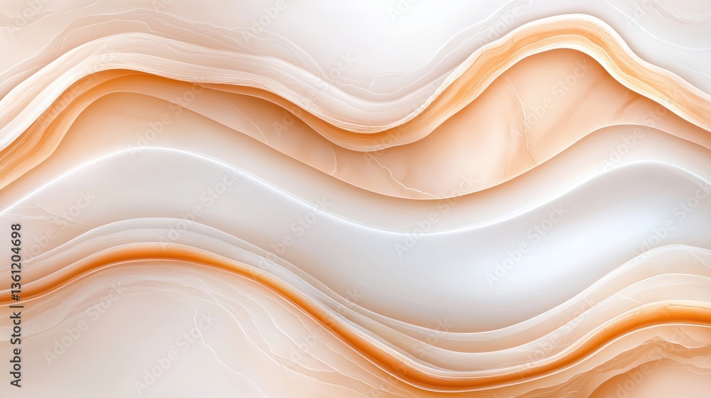 Aufkleber a smooth, abstract wavy design featuring soft orange and white hues, creating a calming and elegant 
