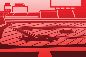 Baseball Arena Field Stadium Outline Silhouette  Vector