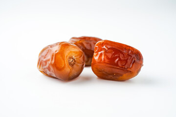 Dates fruit sukari or kurma sukari, isolated on white background