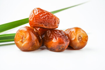Dates fruit sukari or kurma sukari, isolated on white background