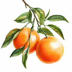Fresh Mandarin Oranges on Branch