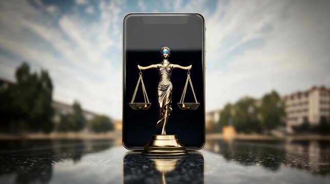 Mobile Justice  Lady Justice Scales App Icon on Smartphone