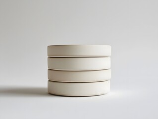 Neatly Stacked White Ceramic Plates on Minimalist Background