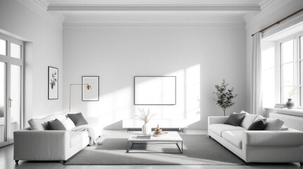 Elegant Living Room Interior Design with White Furniture and Modern Decor