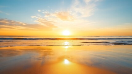 Fototapeta premium Golden sunset beach reflection tranquility