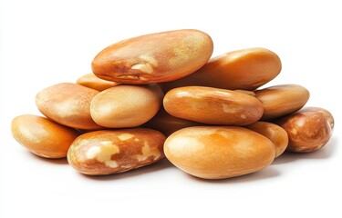 Fototapeta premium Pile of Light Brown Seeds on White Background