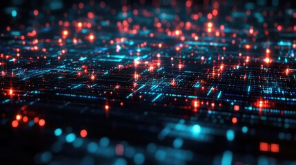 Obraz premium Close-up of glowing pixels on a digital screen forming mesmerizing red, green, and blue patterns, creating an abstract light texture