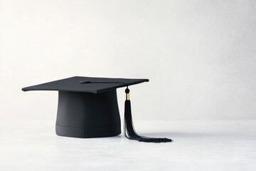 solitary graduation cap on pristine white background symbolizing achievement and new beginnings isolated to convey