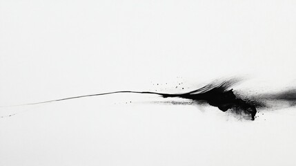 A black ink stroke creating an abstract shape on a white background