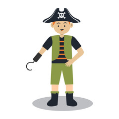 Illustration of Children with Halloween Costume. Vector Cartoon Character.