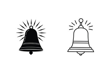 Two Simple Bell Icons Line Art, Filled, Shiny, Notification