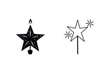 Obraz premium Star Icons Christmas, Festive, Candle, Sparkle, Light, Design, Symbol, Holiday, Decoration, Celebrate