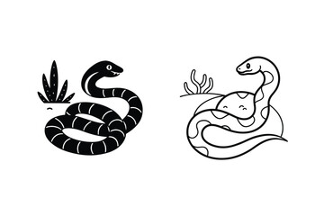 Two Simple Snake Illustrations Desert and Ocean Habitats