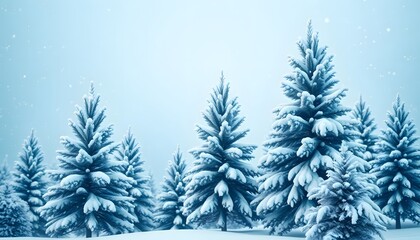 Obraz premium Winter wonderland scene with snow-covered pine trees serene landscape nature photography frosty environment tranquil viewpoint