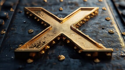 A set of 3D capital letter X in gold, ideal for typography and branding