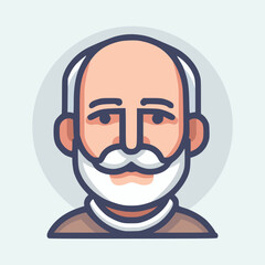 old man face profile avatar flat color vector illustration template design