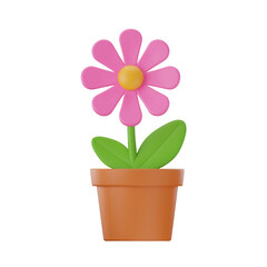 Flower Pot 3D Icon, Spring 3D Icon