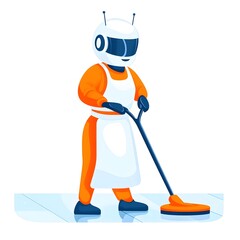 Obraz premium A robot is cleaning a floor with a mop