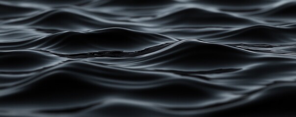 Obraz premium Dark, undulating water waves create a tranquil and mysterious atmosphere, reflecting light subtly across their surface.