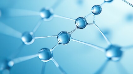 A close-up of interconnected molecules, showcasing a blue background and emphasizing the intricate structure of chemical compounds.