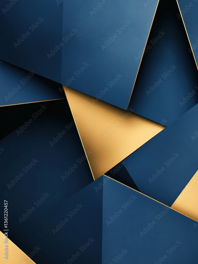 Aufkleber Modern abstract background with geometric shapes in deep blue and gold colors depicting political structure dynamics Generative AI