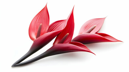 Dark Red Anthurium Flowers on White Background