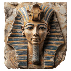 Ancient egyptian pharaoh sculpture, meticulously carved from aged sandstone