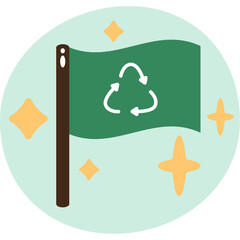 Flag Ecology icon flat illustration