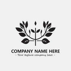 Plant illustration for logo company black and white vector image
