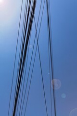 Electrical wires with blue sky for background 