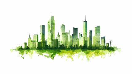 Fototapeta premium Sustainable Green City Skyline Illustration