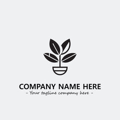 Plant illustration for logo company black and white vector image
