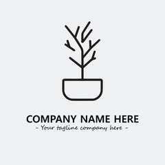 Plant illustration for logo company black and white vector image
