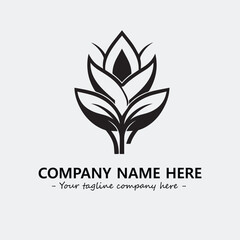 Plant illustration for logo company black and white vector image
