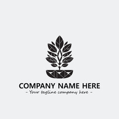 Plant illustration for logo company black and white vector image
