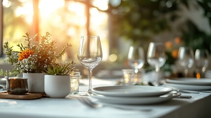A white wedding menu card sits on a table against a blank background with space for text