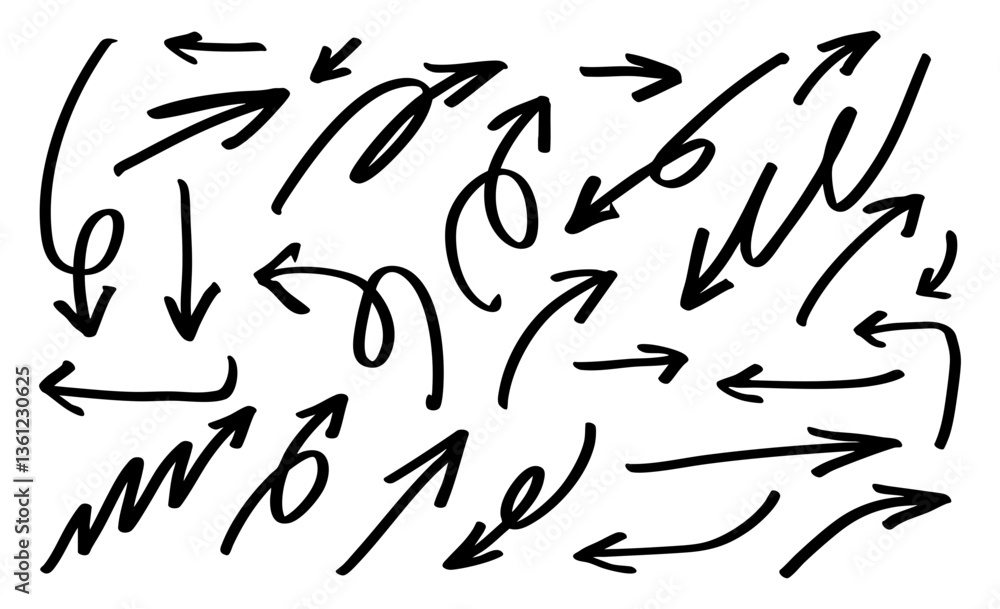 Poster set of marker stroke arrow element