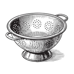 Colander engraving vector illustration